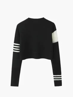 COMMENSE Geometric Color Block Breasted Knit Top* Sweater Tops|Sweaters & Cardigans