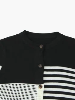 COMMENSE Geometric Color Block Breasted Knit Top* Sweater Tops|Sweaters & Cardigans