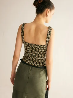 COMMENSE Geometric Pattern Crop Tank Top* Crop Tops|Tank Tops & Camis