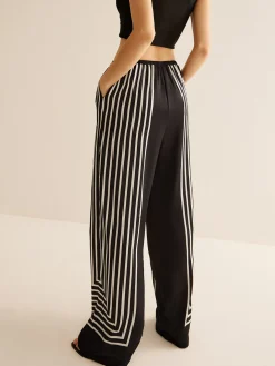 COMMENSE Geometric Pinstripe Satin Pants* Pants|Matching Sets
