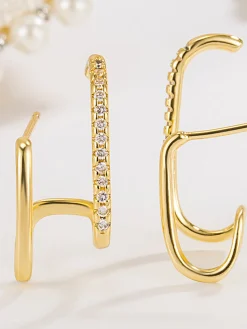 COMMENSE Geometric Zircon Ear Cuff* Earrings|Accessories