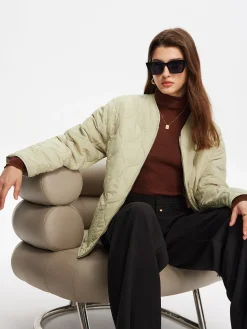 COMMENSE Geometric-Pattern Plain Winter Coat* Outerwear|Coats