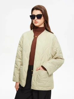 COMMENSE Geometric-Pattern Plain Winter Coat* Outerwear|Coats
