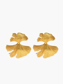 COMMENSE Ginkgo Leaf Ripple Earrings* Earrings|Accessories