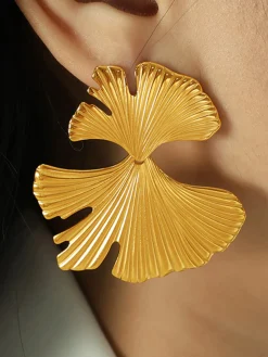 COMMENSE Ginkgo Leaf Ripple Earrings* Earrings|Accessories