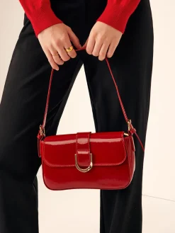 COMMENSE Glossy Buckle Flap Should Bag* Bags|Accessories