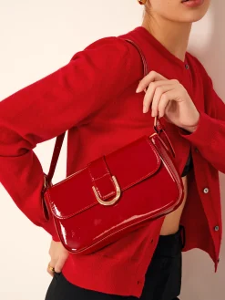 COMMENSE Glossy Buckle Flap Should Bag* Bags|Accessories