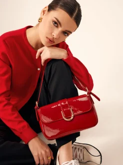COMMENSE Glossy Buckle Flap Should Bag* Bags|Accessories