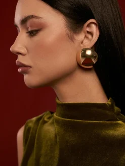 COMMENSE Glossy Half-Ball Stud Earrings* Earrings|Accessories