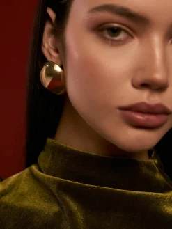 COMMENSE Glossy Half-Ball Stud Earrings* Earrings|Accessories