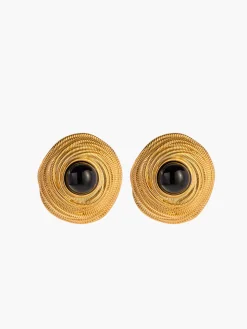 COMMENSE Black Onyx Hoop Earrings* Earrings|Accessories