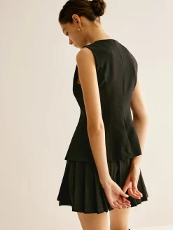 COMMENSE Golden Button Piping Vest* Outerwear|Vests