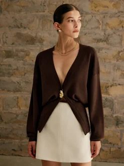 COMMENSE Golden Button Plain Cardigan* Cardigans|Sweaters & Cardigans