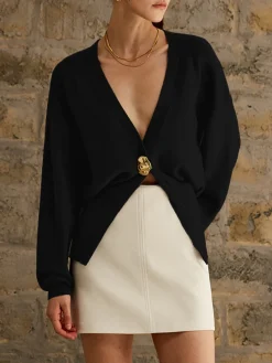 COMMENSE Golden Button Plain Cardigan* Cardigans|Sweaters & Cardigans
