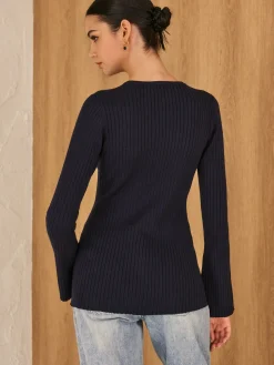 COMMENSE Golden Button Split Knit Top* Sweater Tops|Sweaters & Cardigans