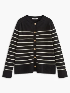 COMMENSE Golden Button Striped Cozy Cardigan* Cardigans|Sweaters & Cardigans