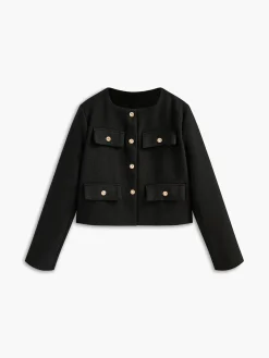 COMMENSE Golden Button Tweed Blazer* Outerwear|Blazers