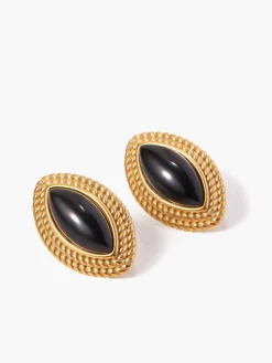 COMMENSE en Disc Black Onyx Earrings* Earrings|Accessories