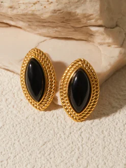 COMMENSE en Disc Black Onyx Earrings* Earrings|Accessories