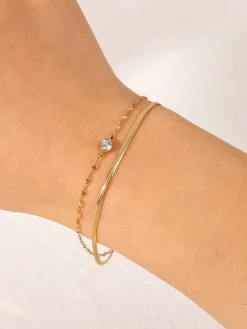 COMMENSE en Double Chains Rhinestone Bracelet* Rings & Bracelets|Accessories