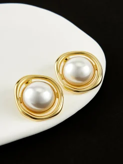 COMMENSE en Edge Pearl Stud Earrings* Earrings|Accessories