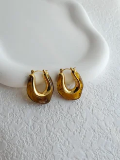 COMMENSE Golden Embrace Amber Hoop Earrings* Earrings|Accessories