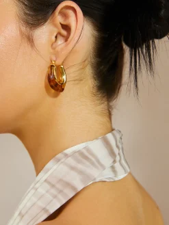 COMMENSE Golden Embrace Amber Hoop Earrings* Earrings|Accessories