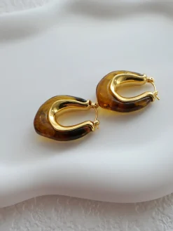 COMMENSE Golden Embrace Amber Hoop Earrings* Earrings|Accessories