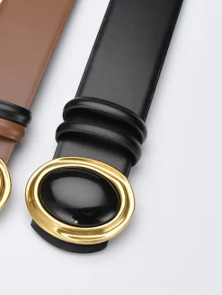 COMMENSE Golden Oval Buckle Belt* Belts & Chain|Accessories