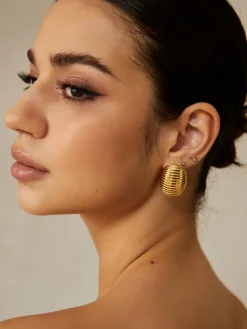 COMMENSE en Ribbed Half-Hoop Earrings* Earrings|Accessories