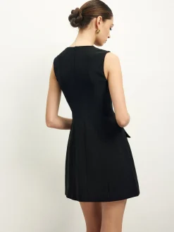 COMMENSE Golden Rose Button Pocket Split Dress* Black Dresses|Casual Dresses