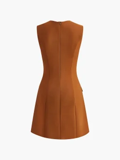 COMMENSE Golden Rose Button Pocket Split Dress* Black Dresses|Casual Dresses