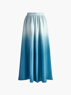 COMMENSE Gradient Lace Up Tube Long Skirt Set* Skirt Sets|Long Sleeve Sets