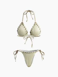 COMMENSE Grommet Lace-Up Ruched Bikini Set* Swimwear|Tops