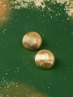 COMMENSE Half-Ball Ripple Stud Earrings* Earrings|Accessories