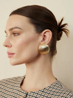 COMMENSE Half-Ball Ripple Stud Earrings* Earrings|Accessories