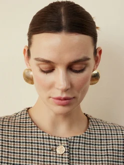 COMMENSE Half-Ball Ripple Stud Earrings* Earrings|Accessories