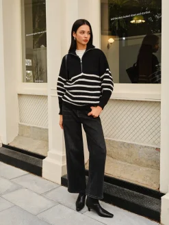 COMMENSE Half-Zip Striped Sweater* Sweater Tops|Sweaters & Cardigans