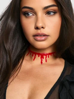 COMMENSE Halloween Imitation Blood Dripping Choker Necklace* Necklaces|Accessories