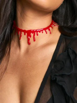 COMMENSE Halloween Imitation Blood Dripping Choker Necklace* Necklaces|Accessories