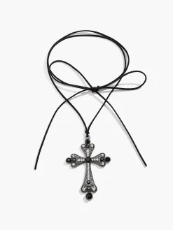 COMMENSE Halloween Rhinestone Cross Pendant Necklace* Necklaces|Accessories