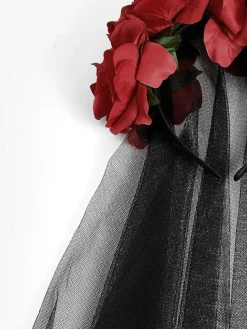 COMMENSE Halloween Rose Flower Black Mesh Headband* Hair Claws & Hats|Accessories