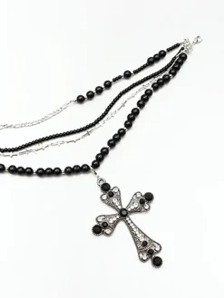 COMMENSE Halloween Stacking Rhinestone Cross Charm Necklace* Necklaces|Accessories