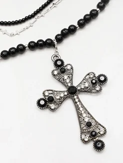 COMMENSE Halloween Stacking Rhinestone Cross Charm Necklace* Necklaces|Accessories