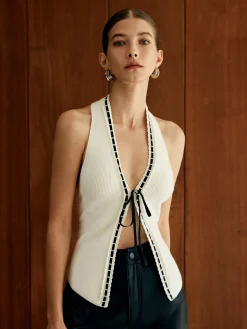 COMMENSE Halter Backless Lace Up Sweater Vest* Sweater Vests|Sweaters & Cardigans