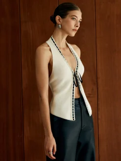 COMMENSE Halter Backless Lace Up Sweater Vest* Sweater Vests|Sweaters & Cardigans