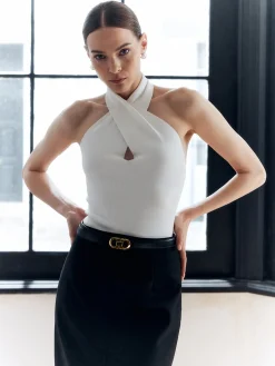 COMMENSE Halter Criss Cross Backless Knit Top* Sweater Tops|Sweaters & Cardigans