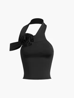 COMMENSE Halter Open Back Rosette Tank Top* Sweater Tops|Tank Tops & Camis