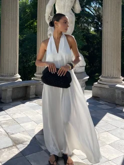 COMMENSE Halter V-Neck Sleeveless Long Dress* Dresses
