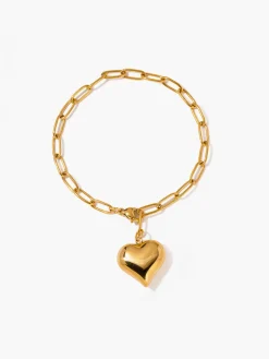 COMMENSE Heart Pendant Chain Link Bracelet* Rings & Bracelets|Accessories